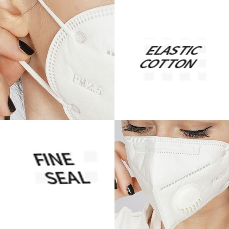 10 pcs KN95 Breathing valve Face Mask Respirator Protection PM2.5 Protection In Stock CE Certification High Quality Unisex White